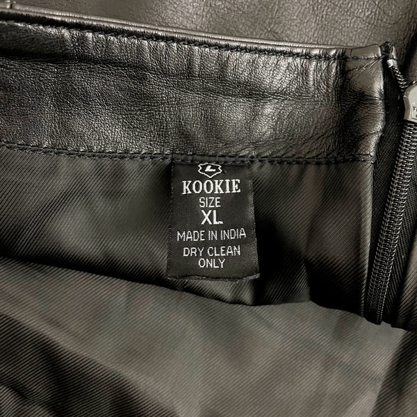 BLACK LEATHER MICRO MINI SKIRT (XL)