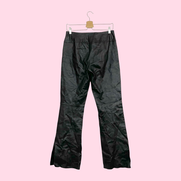 BLACK LEATHER BOOTCUT PANTS (8)