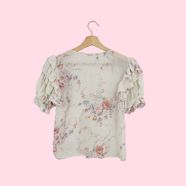 LOVESHACKFANCY SILK FLORAL TOP (XS)