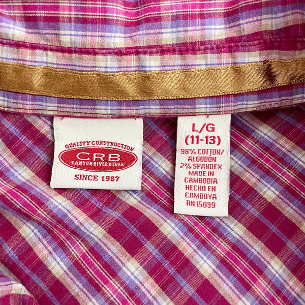 Burgundy Plaid Button Up Blouse (L)