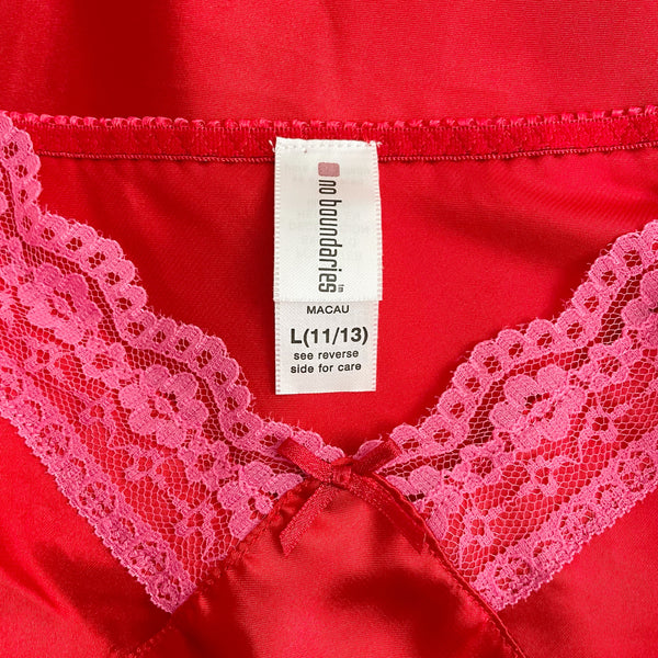 RED + PINK SATIN CAMI (L)