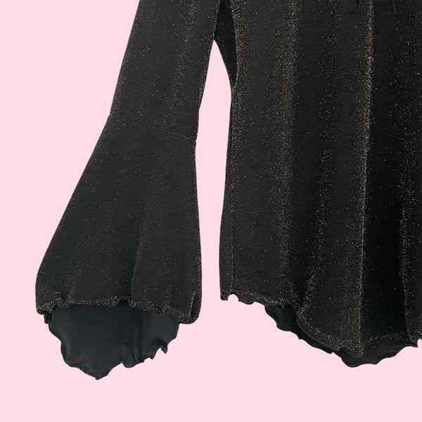 90s Black + Gold Metallic Blouse (XL)