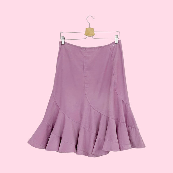 DKNY JEANS LAVENDER CORDUROY PANELED SKIRT (6)
