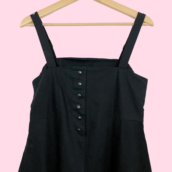 Funhouse NYC Black Goth Buckle Strap Dress W/ Velvet Panel (S)