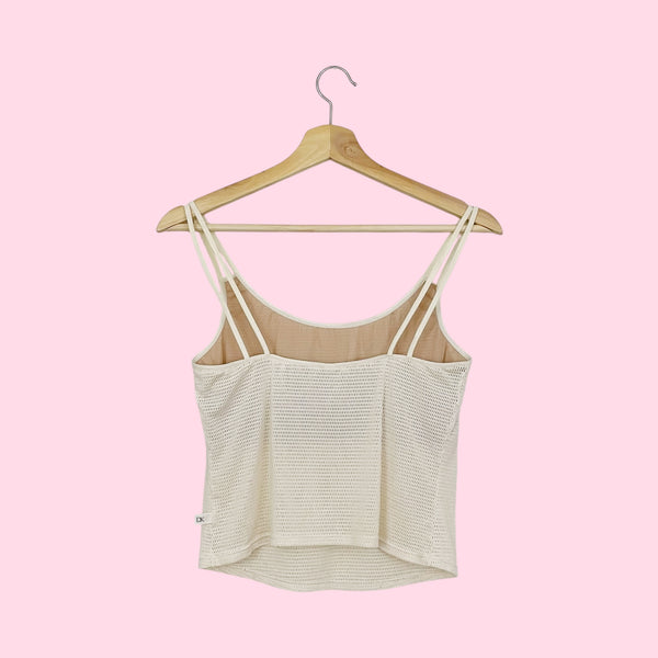CREAM PERFORATED TANK TOP (M)