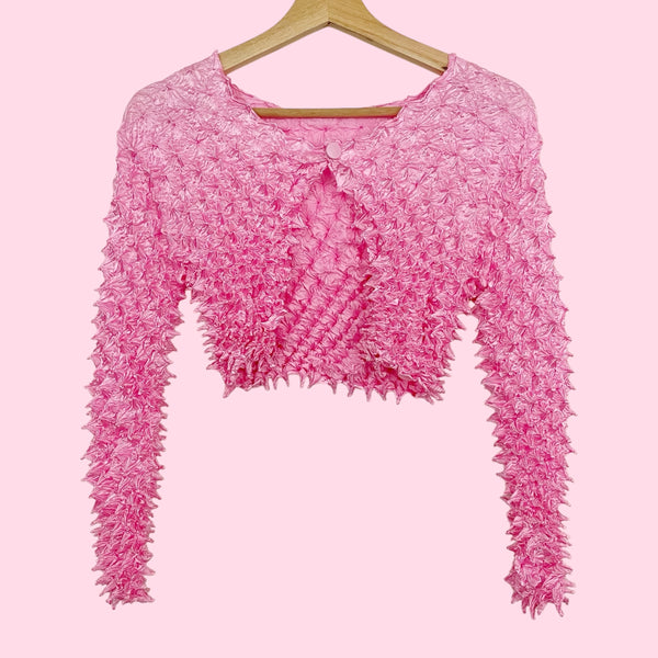 PINK SPIKY POPCORN CARDIGAN TOP (S/M)