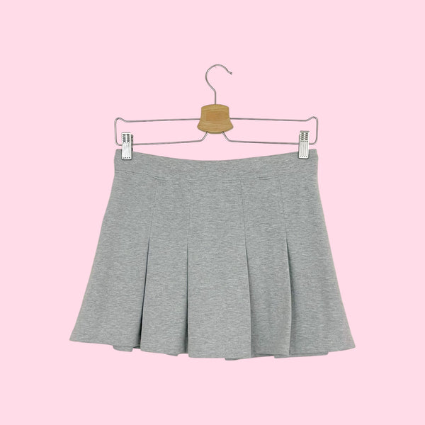 LIGHT GRAY PLEATED MINI SKIRT (M)