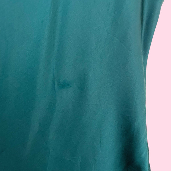 90S VICTORIA'S SECRET DARK GREEN SILK SLIP (M)