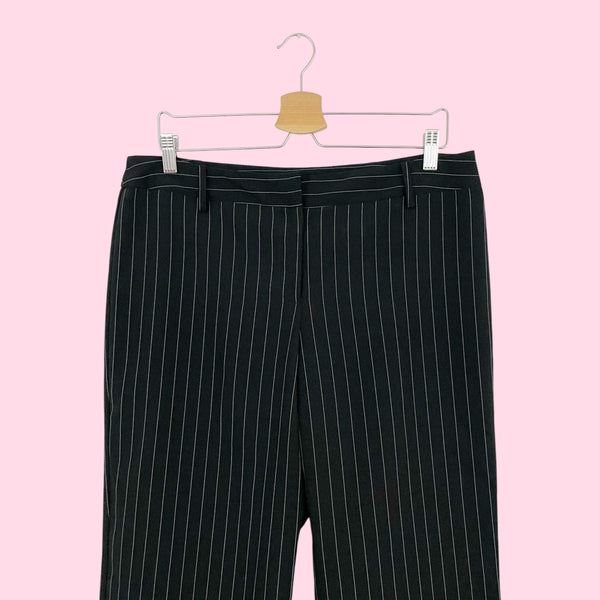 BLACK PINSTRIPE CUFFED OFFICE SIREN PANTS (13)