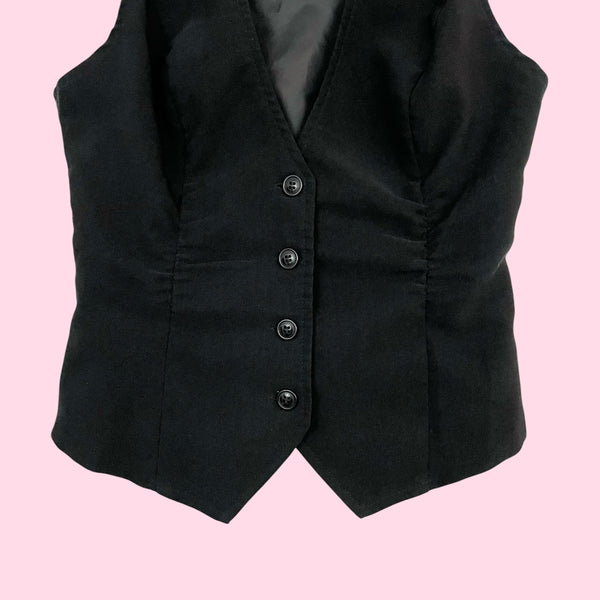 Y2K BLACK CINCHED VEST (S)