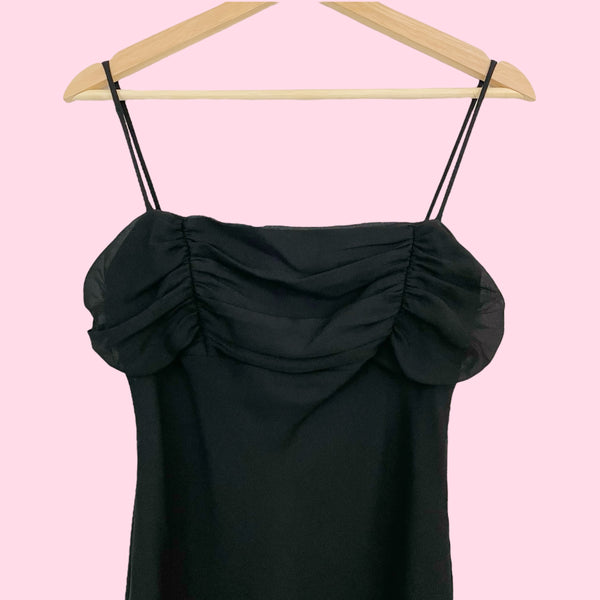 BLACK GATHERED BUST MIDI DRESS (4)