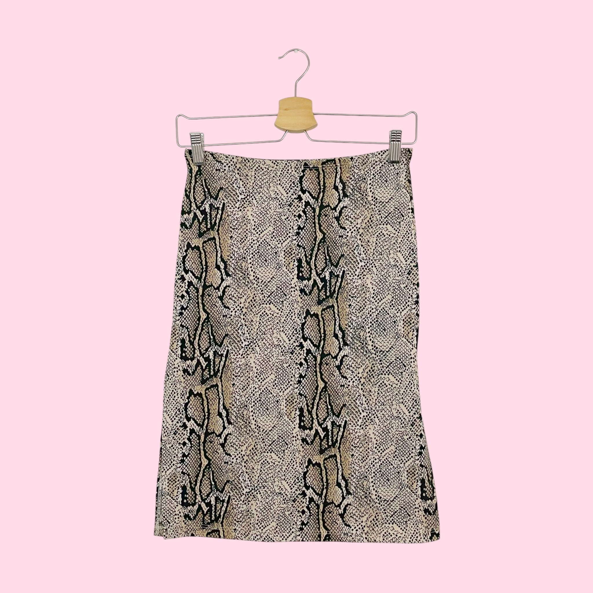 SNAKE PRINT MIDI SKIRT W/ SIDE SLITS (S)