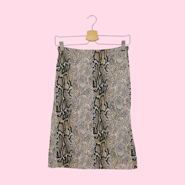 SNAKE PRINT MIDI SKIRT W/ SIDE SLITS (S)