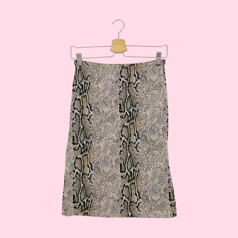 SNAKE PRINT MIDI SKIRT W/ SIDE SLITS (S)