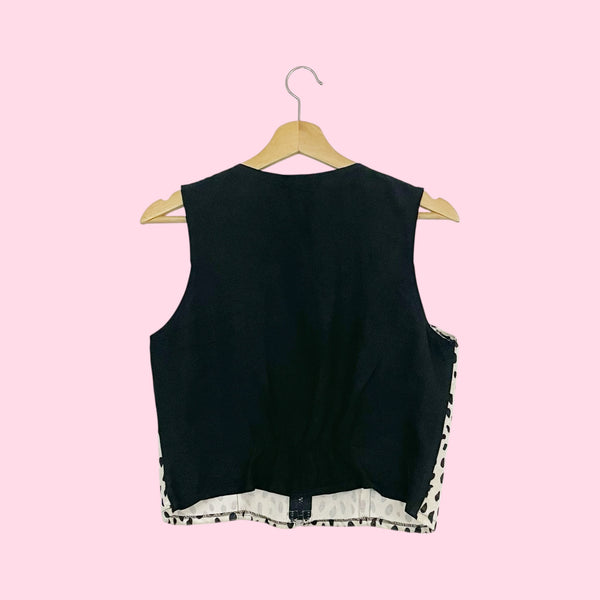 DALMATIAN PRINT FUZZY VEST (S)