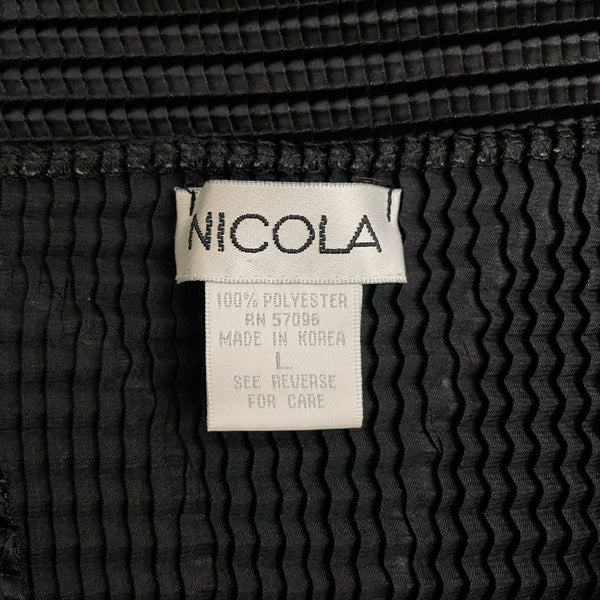 BLACK PLEATED HIGH NECK TOP (L)