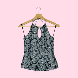 GRAY SNAKE PRINT KEYHOLE TANK (M)