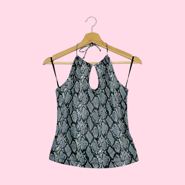 GRAY SNAKE PRINT KEYHOLE TANK (M)