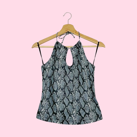 GRAY SNAKE PRINT KEYHOLE TANK (M)