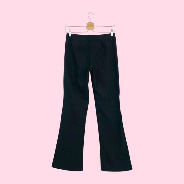 Y2K BLACK STRIPED LOW RISE OFFICE PANTS (3)