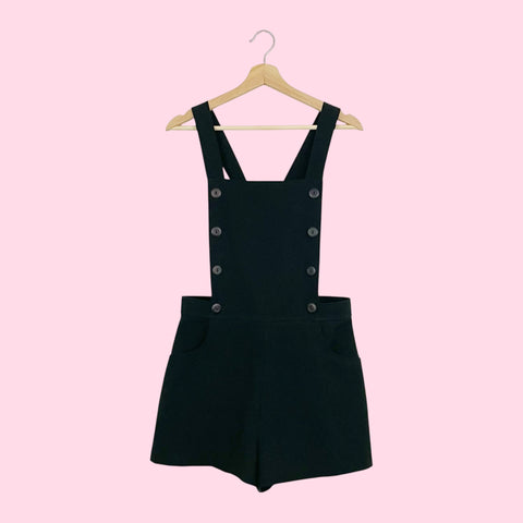 90S XOXO BLACK OVERALL SHORTS (M)