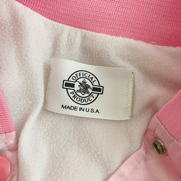 90s Budweiser Pink Embroidered Satin Jacket (L)
