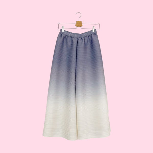 CREAM + GRAY OMBRE PLEATED WIDE LEG PANTS (S/M)