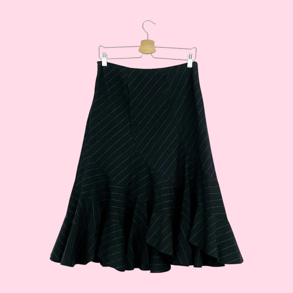 BLACK + PINK PINSTRIPE PANELED MIDI SKIRT (8)
