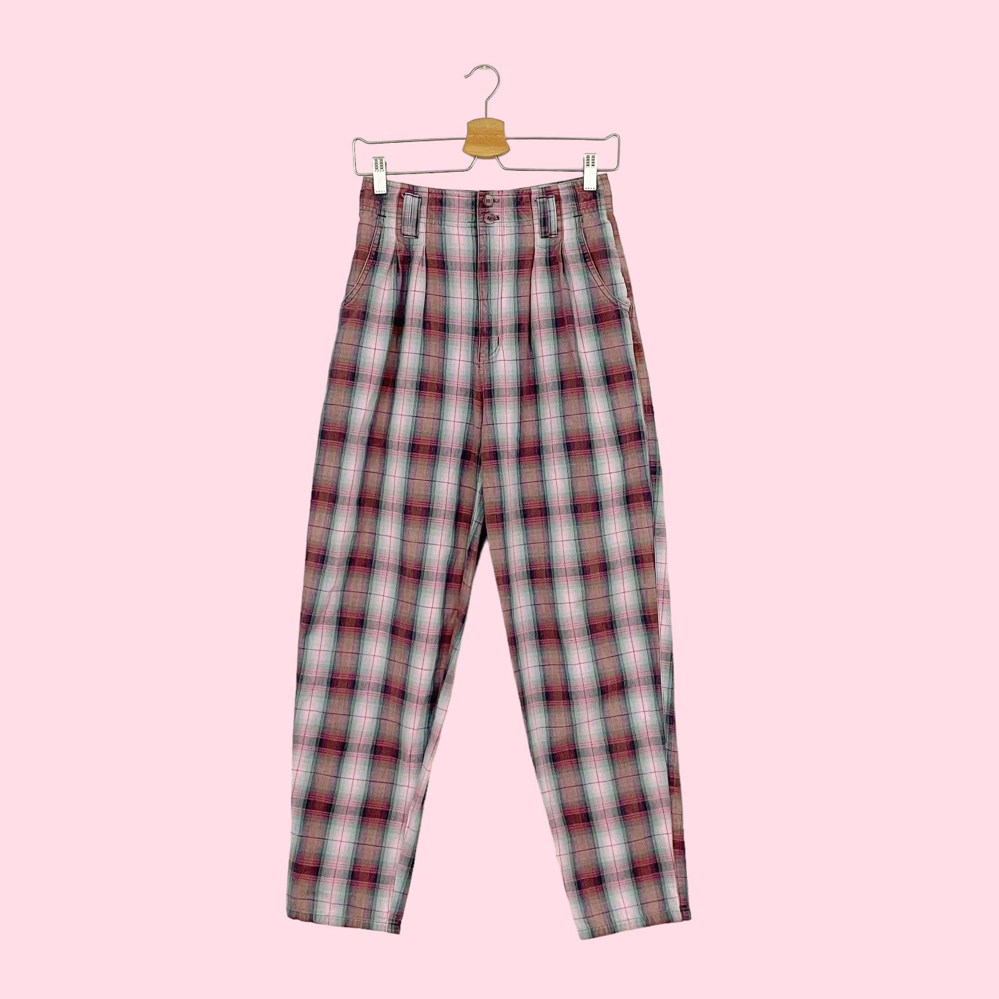 PLAID PLEATED COTTON TROUSERS (26)