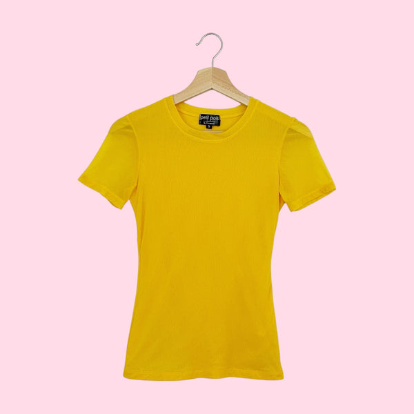 PETIT POIS YELLOW MESH TOP (S)