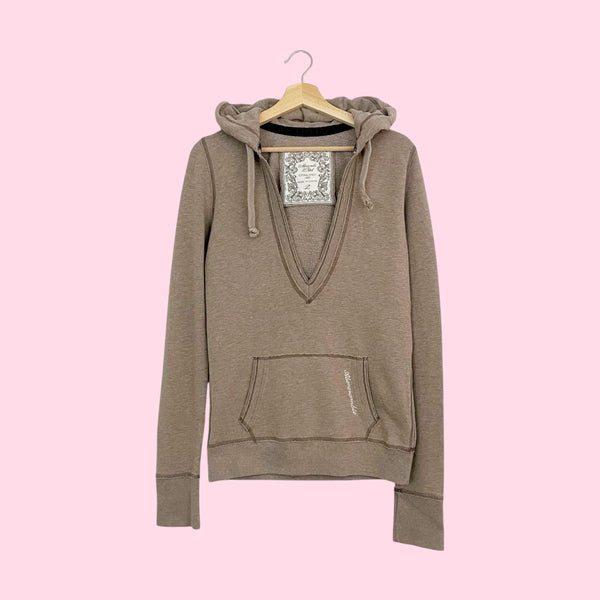 Y2K Abercrombie Light Brown Deep V Hoodie (M)