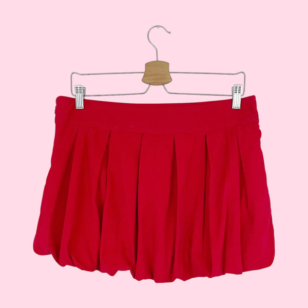 ABERCROMBIE RED CORDUROY BUBBLE MINI SKIRT (6)