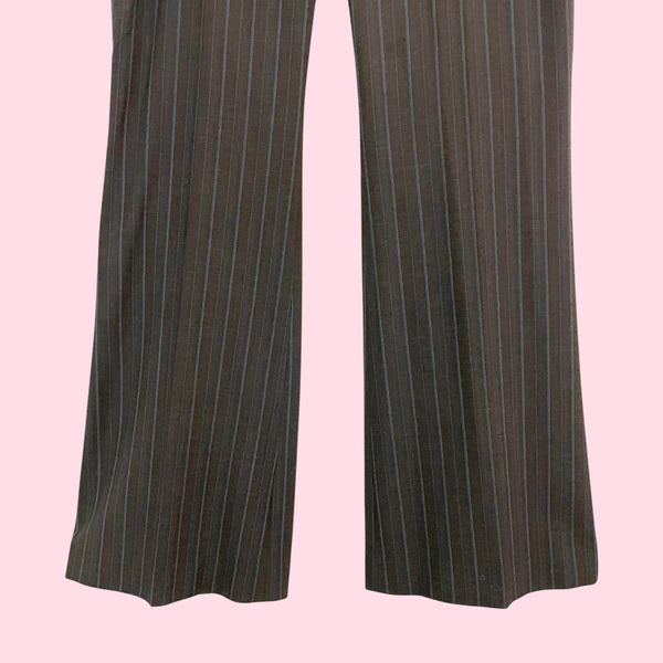 Y2K Brown + Blue Pinstripe Office Pants (12)
