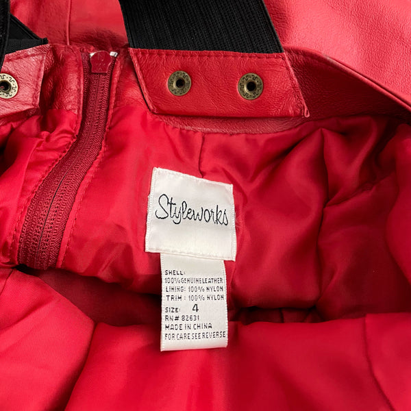 RED LEATHER MINI DRESS (2)