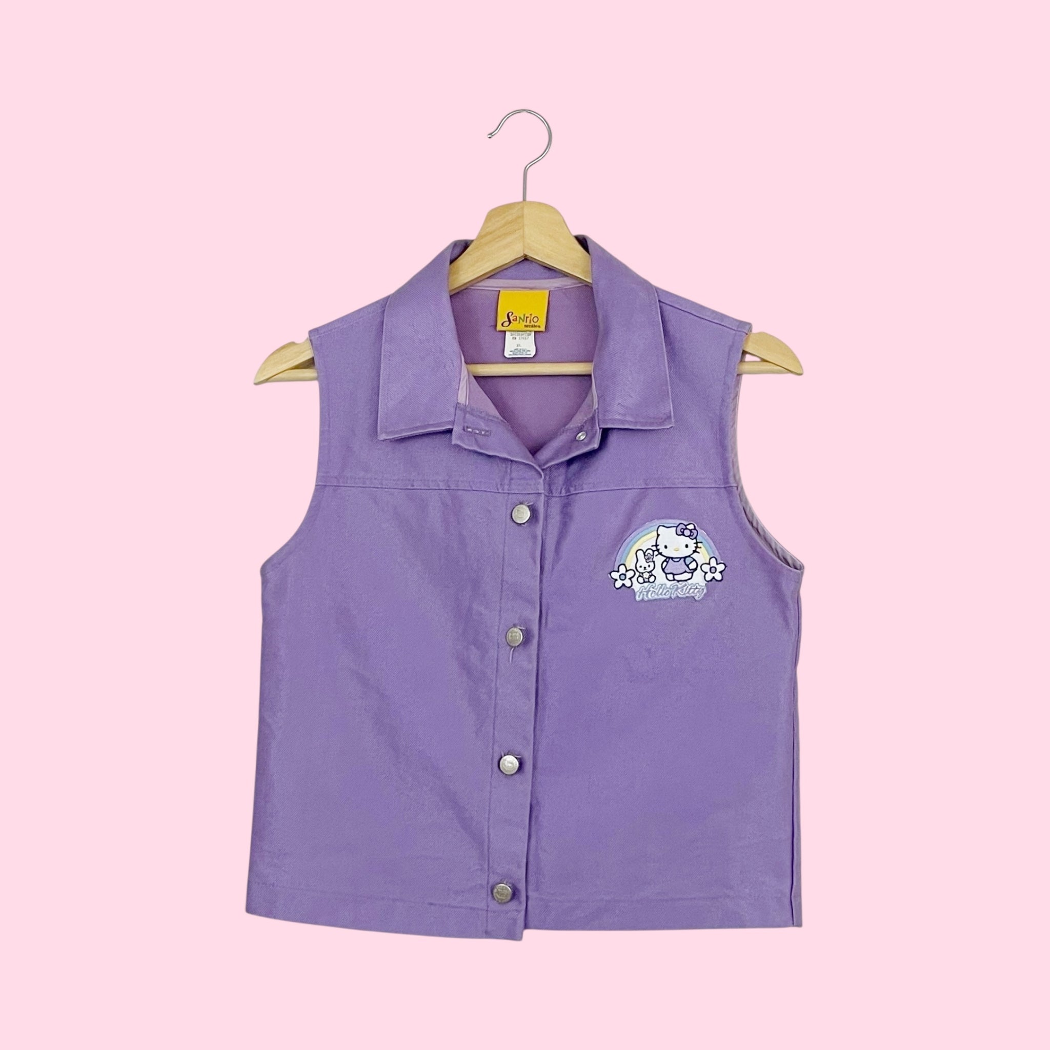 90S LAVENDER DENIM HELLO KITTY VEST (S)