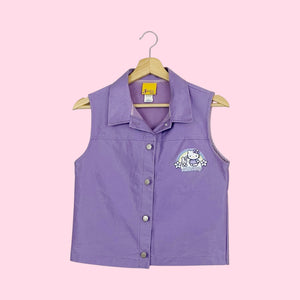 90S LAVENDER DENIM HELLO KITTY VEST (S)