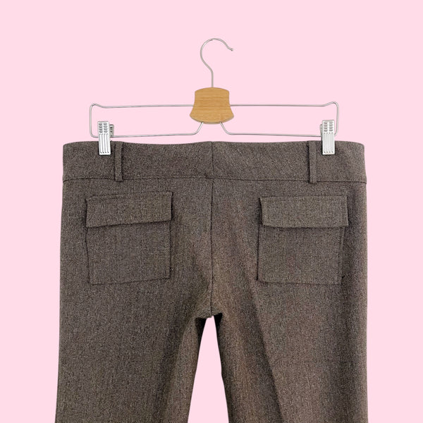 Y2K Brown Metallic Low Rise Office Pants (M)
