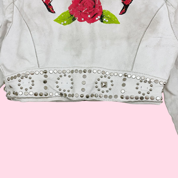 WILSON'S LEATHER GUNS N' ROSES CROPPED MOTO JACKET (S)
