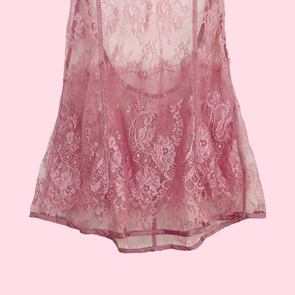 VICTORIA'S SECRET PINK LACE BABYDOLL (S)