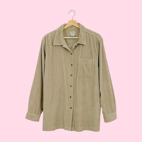 L.L. BEAN TAN CORDUROY OVERSHIRT (L)