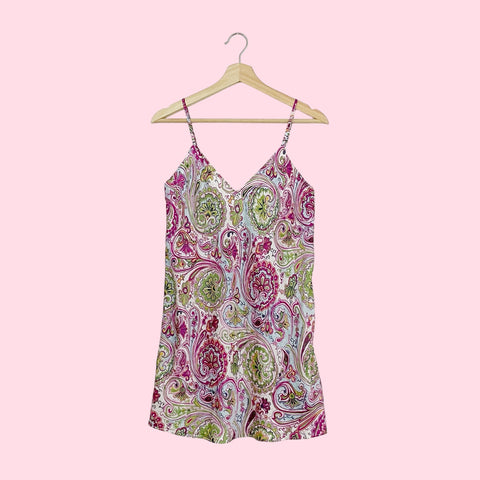 PRINTED SILK SLIP DRESS (S)