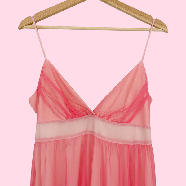 Y2K PINK MESH TIE BACK DRESS (M)