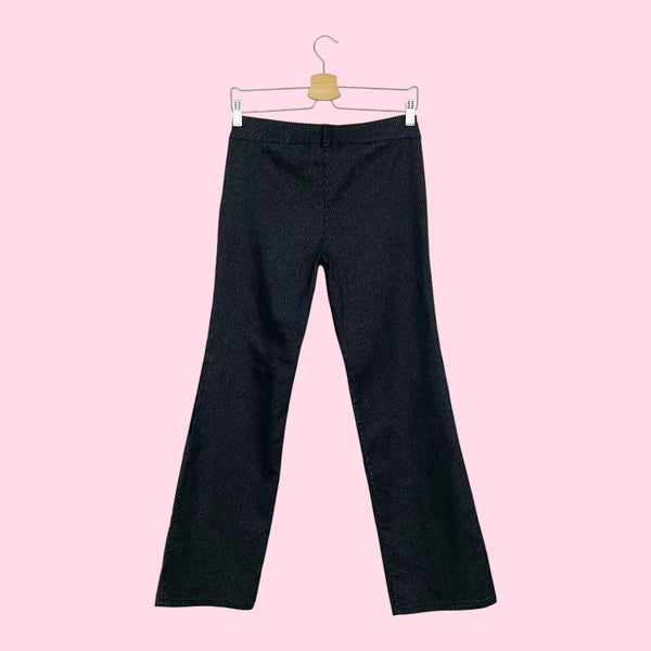 BLACK PINSTRIPE STRETCH OFFICE SIREN PANTS (M)