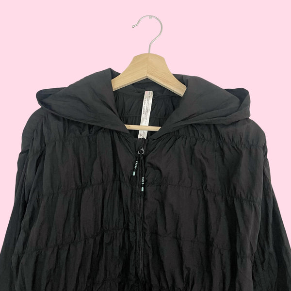 Free People Movement Black Ruched Windbreaker Jacket (S)
