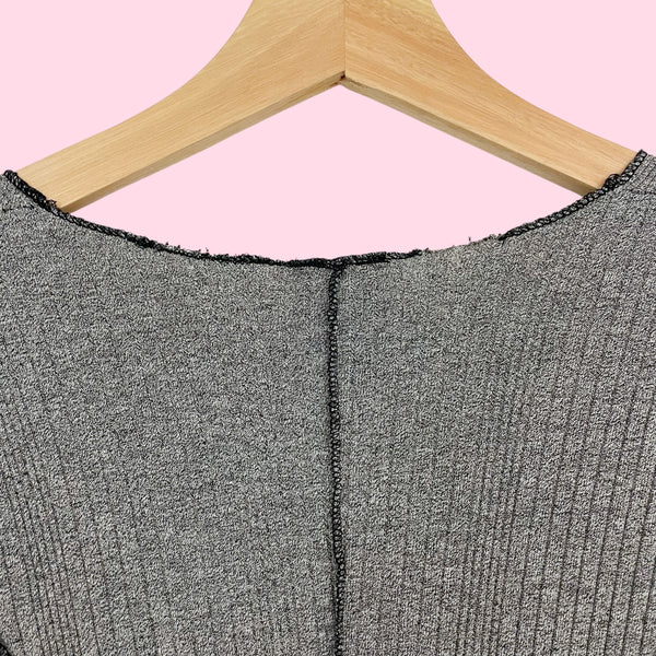 GRAY PANELED TIE BACK MIDI DRESS (S/M)
