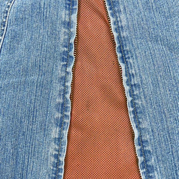 Y2K LOW RISE BOOTCUT JEANS W/ ORANGE MESH PANEL (7)