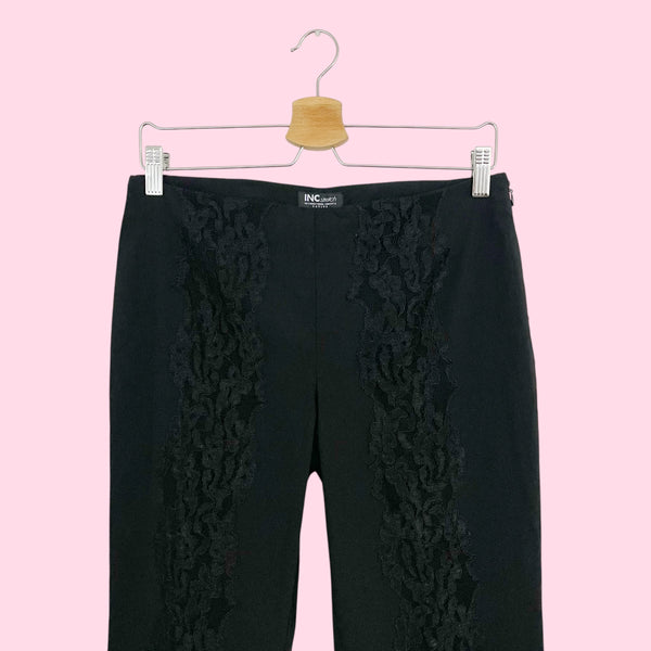 BLACK LACE PANEL STRETCH PANTS (10)