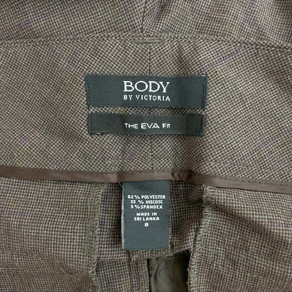 BROWN PLAID PLEATED LOW RISE WIDE LEG PANTS (8)