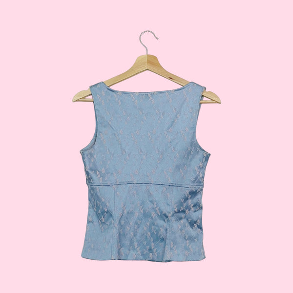 BLUE FLORAL JACQUARD TANK (M)