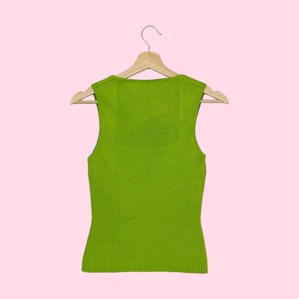 GREEN KNIT PERFORATED TANK (S)